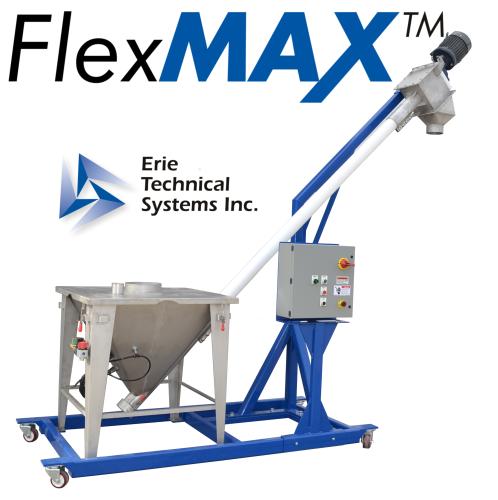 FlexMAX flexible screw conveyor with portable cart. 