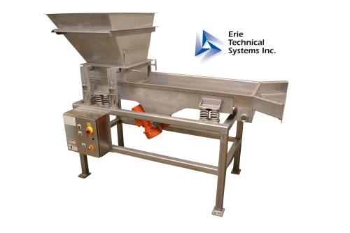 Food Grade Vibratory Feeder with Inlet surge hopper.