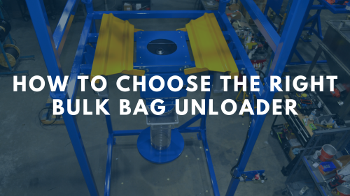 Bulk bag discharger with paddle flexors, manual outlet valve and drum head adapter.  