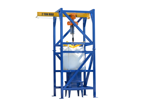 UltiMAX Bulk Bag Unloader properly supporting a bulk bag while unloading. 